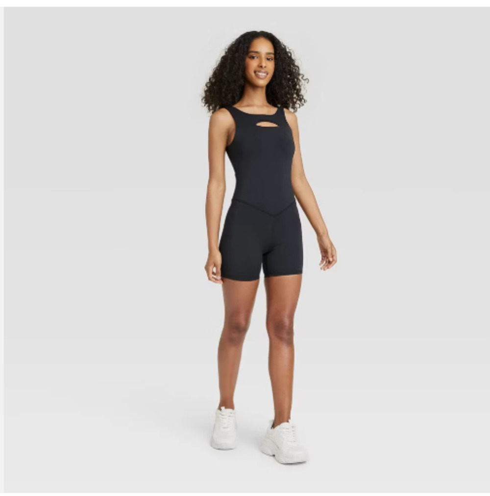 Cut Out Bodysuit Romper Sz X-Large Black NWT- JoyLab